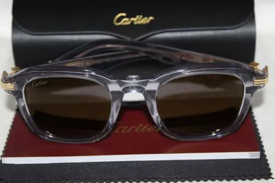 Lentes de sol Cartier de acetato gris translúcido con micas cafés