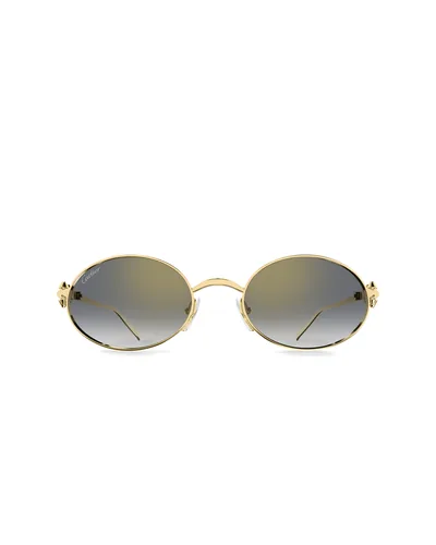 Lentes de sol Cartier ovalados dorados con micas degradadas